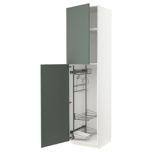 METOD High cabinet with cleaning interior, white/Bodarp grey-green, 60x60x240 cm