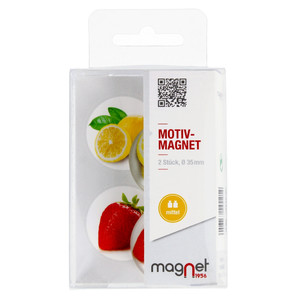 Glass Motiv Magnet 3.5cm 2pcs Lemon/Strawberry