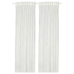 BERGNEJLIKA Net curtains, 1 pair, white/with heading tape, 145x250 cm