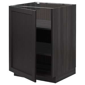 METOD Base cabinet with shelves, black/Lerhyttan black stained, 60x60 cm