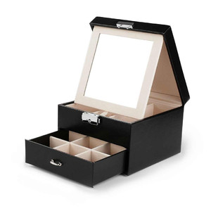 Jewellery Organiser with Mirror and Drawer, black