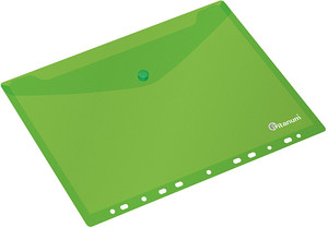 Document Envelope Pocket Wallet File with Button A4, PP, green, 12pcs