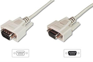 Digitus Extension Cable RS232 1:1 type DSUB9/DSUB9 M/Z 2m, beige