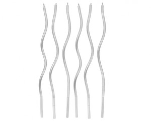 Birthday Candles Twisted 6pcs, silver
