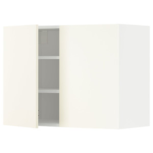 METOD Wall cabinet with shelves/2 doors, white/Vallstena white, 80x60 cm