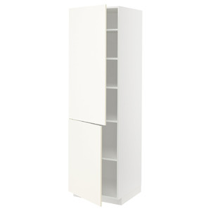 METOD High cabinet with shelves/2 doors, white/Vallstena white, 60x60x200 cm