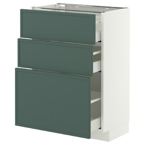 METOD/MAXIMERA Base cabinet with 3 drawers, white/Aspudden dark grey-green, 60x37 cm