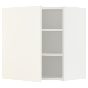 METOD Wall cabinet with shelves, white/Vallstena white, 60x60 cm