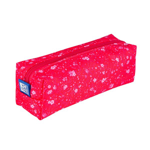 Pencil Case Oxford Floral, large, dark pink