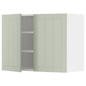 METOD Wall cabinet with shelves/2 doors, white/Stensund light green, 80x60 cm