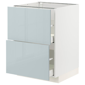 METOD / MAXIMERA Base cb 2 fronts/2 high drawers, white/Kallarp light grey-blue, 60x60 cm
