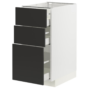 METOD / MAXIMERA Base cabinet with 3 drawers, white/Nickebo matt anthracite, 40x60 cm