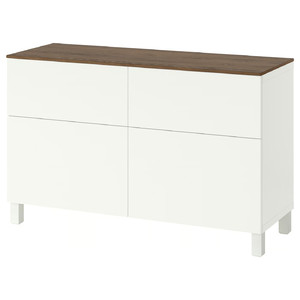 BESTÅ Storage combination w doors/drawers, white/Lappviken/Stubbarp white, 120x42x75 cm