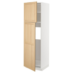 METOD High cabinet for fridge w 2 doors, white/Forsbacka oak, 60x60x200 cm