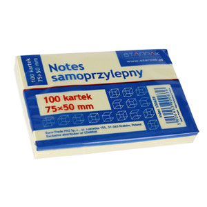 Sticky Notes 75x50mm 3x 100 Sheets, 12-pack