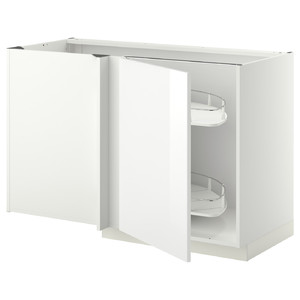 METOD Corner base cab w pull-out fitting, white/Ringhult white, 128x68 cm