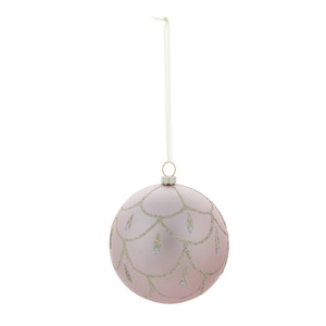 Christmas Bauble, plastic, pink/gold glitter