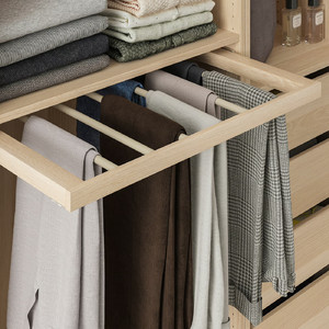 KOMPLEMENT Pull-out trouser hanger, white stained oak effect, 75x58 cm
