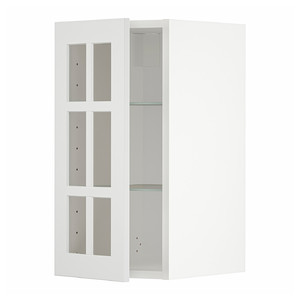 METOD Wall cabinet w shelves/glass door, white/Stensund white, 30x60 cm