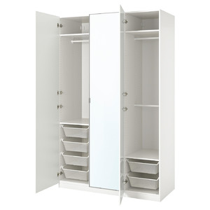 PAX / FARDAL/ÅHEIM Wardrobe combination, high-gloss white/mirror glass, 150x60x236 cm