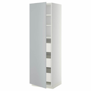 METOD / MAXIMERA High cabinet with drawers, white/Veddinge grey, 60x60x200 cm