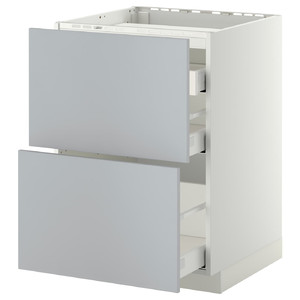 METOD / MAXIMERA Base cab f hob/2 fronts/3 drawers, white/Veddinge grey, 60x60 cm