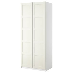 PAX Wardrobe with 2 doors, white/Bergsbo white, 100x38x236 cm