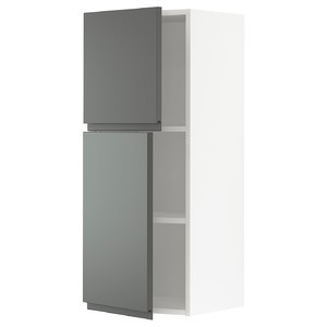 METOD Wall cabinet with shelves/2 doors, white/Voxtorp dark grey, 40x100 cm