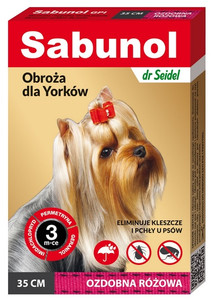 Sabunol Anti-flea & Anti-tick Collar for Dogs Yorkshire Terrier 35cm, pink