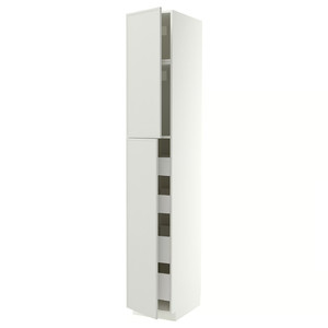 METOD/MAXIMERA Hi cab w 2 doors/4 drawers, white/Aspudden light grey, 40x60x240 cm