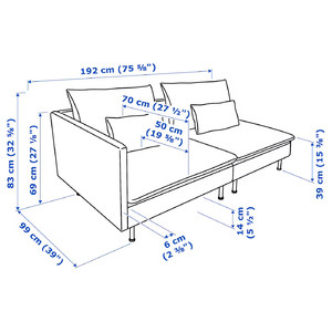SÖDERHAMN 3-seat sofa, with open end/Fridtuna light beige