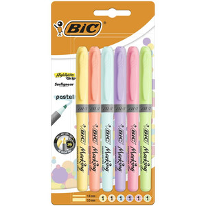 BIC Highlighter Grip Pastel Pack of 6