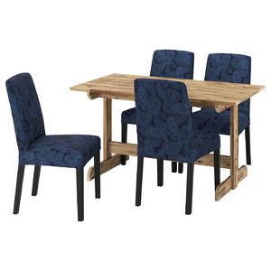 NACKANÄS / BERGMUND Table and 4 chairs, acacia/Kvillsfors dark blue/blue black, 140 cm
