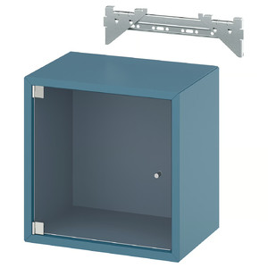 EKET Wall cabinet with glass door, dark grey-blue, 35x25x35 cm