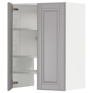 METOD Wall cb f extr hood w shlf/door, white/Bodbyn grey, 60x80 cm