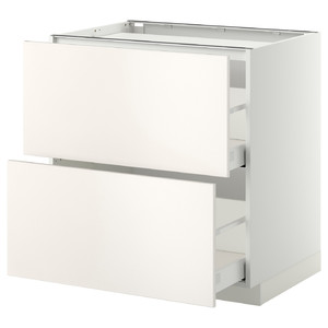 METOD / MAXIMERA Base cab f hob/2 fronts/2 drawers, white/Veddinge white, 80x60 cm