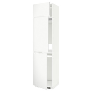 METOD High cab f fridge/freezer w 3 doors, white/Voxtorp matt white, 60x60x240 cm