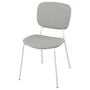 VIHALS Chair, white/Tibbleby beige-grey