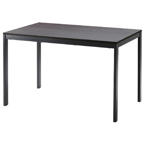 VANGSTA Extendable table, black, dark brown, 120/180x75 cm