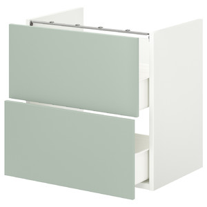ENHET Base cb f washbasin w 2 drawers, white/pale grey-green, 60x42x60 cm