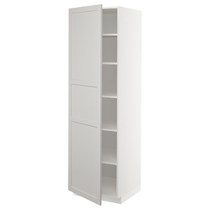 METOD High cabinet with shelves, white/Lerhyttan light grey, 60x60x200 cm