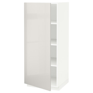 METOD High cabinet with shelves, white/Ringhult light grey, 60x60x140 cm