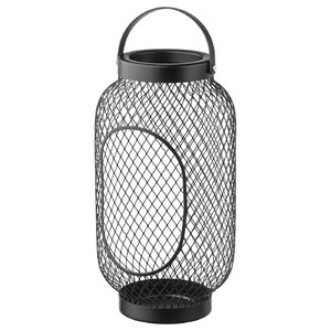 TOPPIG Lantern for block candle, black, 36 cm