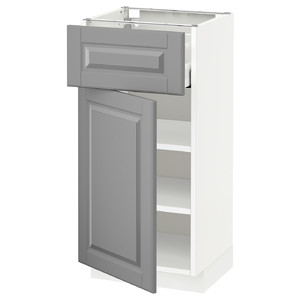 METOD / MAXIMERA Base cabinet with drawer/door, white/Bodbyn grey, 40x37 cm