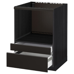 METOD / MAXIMERA Base cabinet f combi micro/drawers, black/Kungsbacka anthracite, 60x60 cm