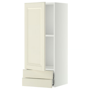 METOD / MAXIMERA Wall cabinet with door/2 drawers, white/Bodbyn off-white, 40x100 cm