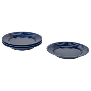 STRIMMIG Side plate, stoneware blue, 21 cm, 4 pack