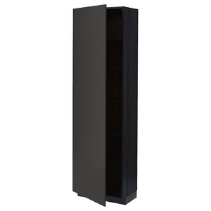 METOD High cabinet with shelves, black/Nickebo matt anthracite, 60x37x200 cm