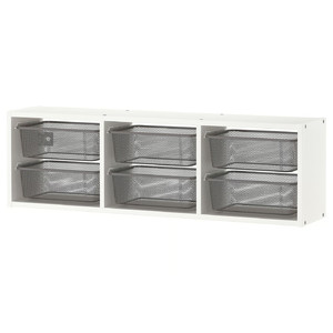 TROFAST Wall storage, white/dark grey, 99x21x30 cm