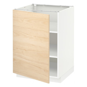 METOD Base cabinet with shelves, white/Askersund light ash effect, 60x60 cm